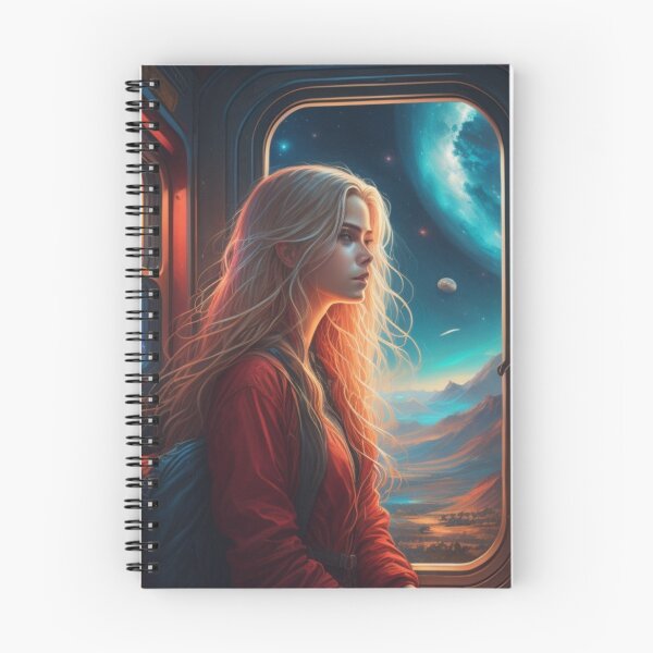 Item preview, Cosmic Train Passenger Blonde Woman Alien Planet Painting designed and sold by UmSkelig834.