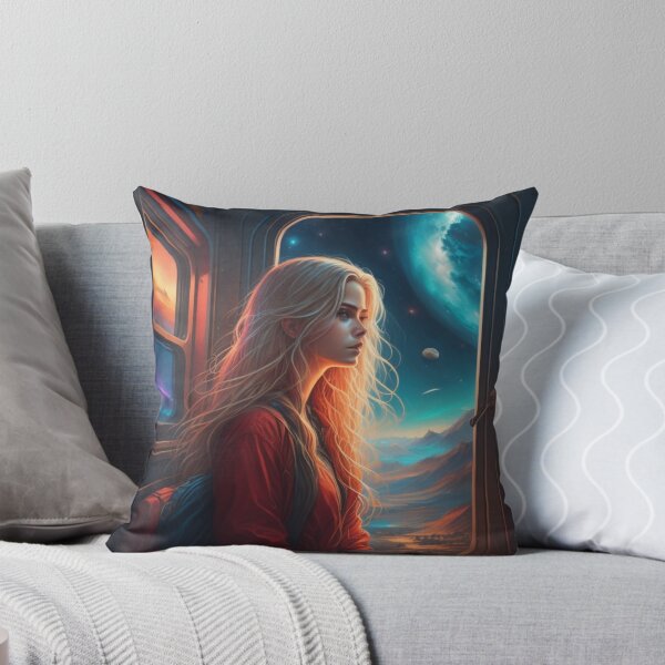 Item preview, Cosmic Train Passenger Blonde Woman Alien Planet Painting designed and sold by UmSkelig834.