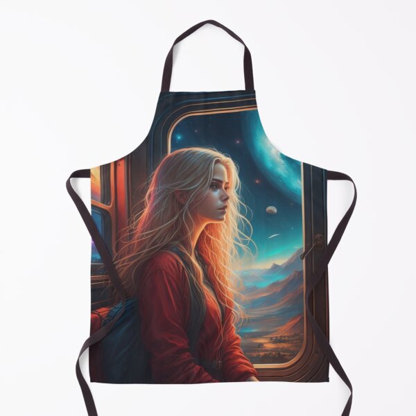 Item preview, Cosmic Train Passenger Blonde Woman Alien Planet Painting designed and sold by UmSkelig834.