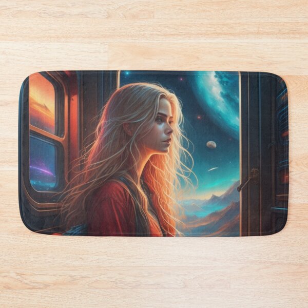 Item preview, Cosmic Train Passenger Blonde Woman Alien Planet Painting designed and sold by UmSkelig834.