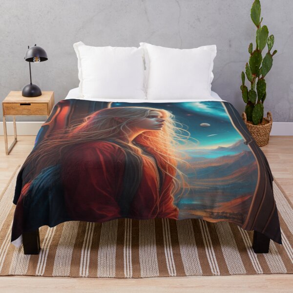 Item preview, Cosmic Train Passenger Blonde Woman Alien Planet Painting designed and sold by UmSkelig834.