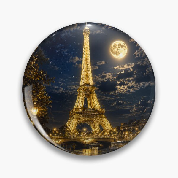 Item preview, Golden Eiffel Tower Under Moonlight – Luxury Paris Night Wall Art designed and sold by AstraDrip Studio.