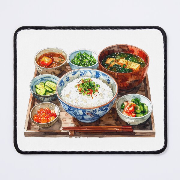 Item preview, Traditional Japanese Teishoku Watercolor Illustration designed and sold by BetweenForms.