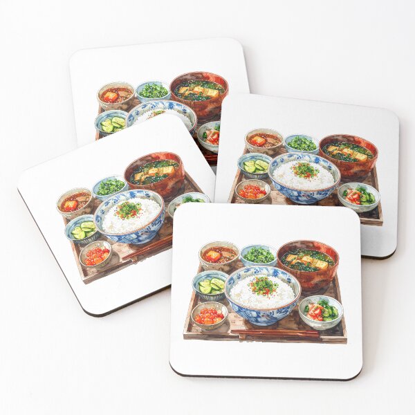 Item preview, Traditional Japanese Teishoku Watercolor Illustration designed and sold by BetweenForms.