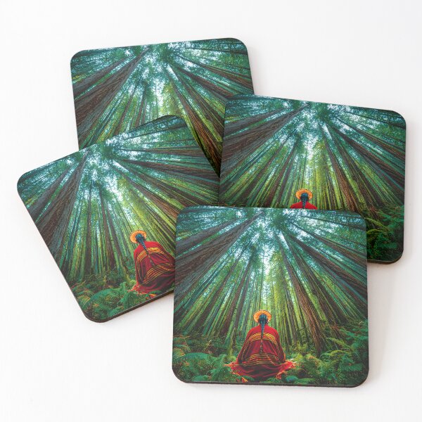 Item preview, Meditative Monk Surrounded by Tall Redwood Trees designed and sold by Artessie.