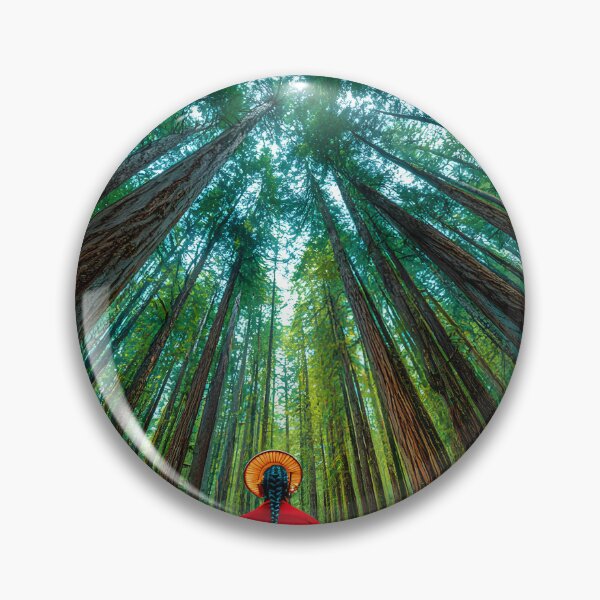 Item preview, Meditative Monk Surrounded by Tall Redwood Trees designed and sold by Artessie.