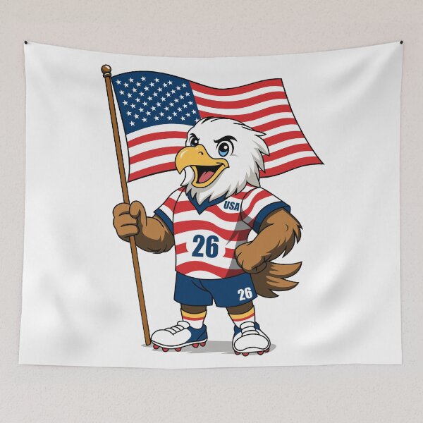 Item preview, USA Eagle Mascot Character Holding Flag designed and sold by Anne97s.