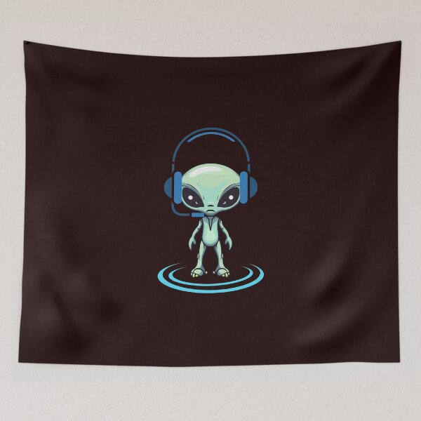 Item preview, Cute Alien Listening to Music - Lofi Space Gamer designed and sold by DesignElmissaoui.