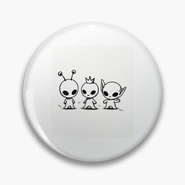 Item preview, Cute Chibi Alien Trio Illustration - Kawaii Black and White Line Art designed and sold by UrbanCanvas 111.