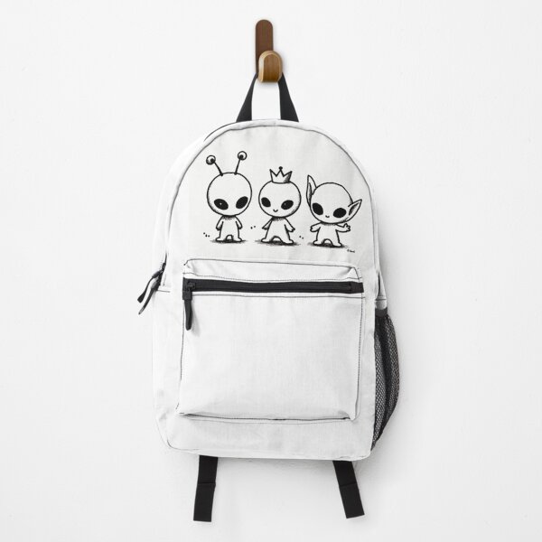 Item preview, Cute Chibi Alien Trio Illustration - Kawaii Black and White Line Art designed and sold by GrimNest.