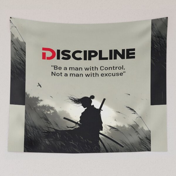 Item preview, DISCIPLINE: Be a man with control, not a man with excuse Inspiring Motivational Quote designed and sold by Matt_Smith.