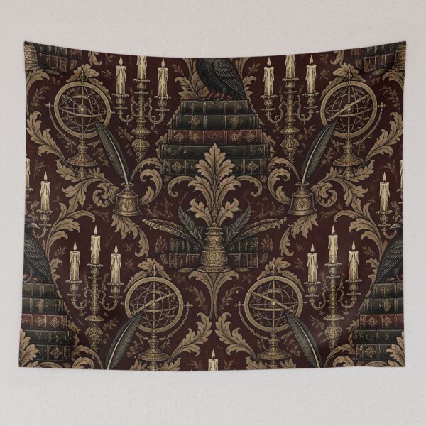 Item preview, Hallowed Halls Gothic Library Candlelight Damask designed and sold by StickyGuys.