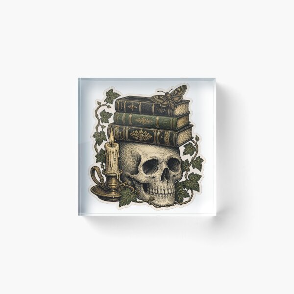 Item preview, Haunted Professor Skull Bookplate Vintage Halloween designed and sold by StickyGuys.