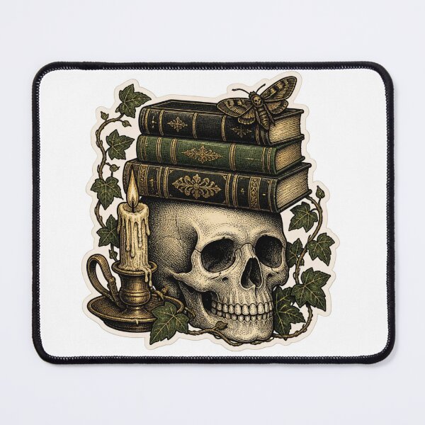 Item preview, Haunted Professor Skull Bookplate Vintage Halloween designed and sold by StickyGuys.