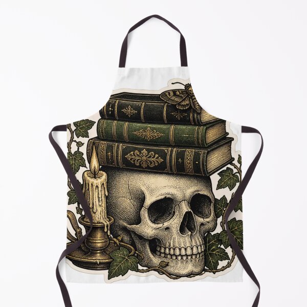 Item preview, Haunted Professor Skull Bookplate Vintage Halloween designed and sold by StickyGuys.