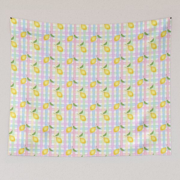 Item preview, Watercolor Lemons on Pastel Plaid, summer vibe designed and sold by eves_aquadreams.