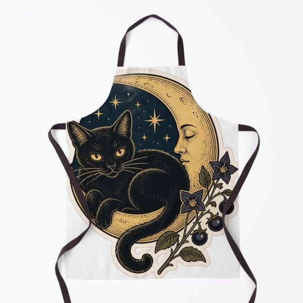 Item preview, Black Cat Familiar Crescent Moon Vintage Halloween designed and sold by StickyGuys.