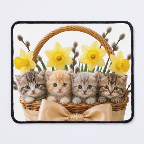 Item preview, Luxury Kittens in Spring Floral Basket Art designed and sold by dreamybyana.