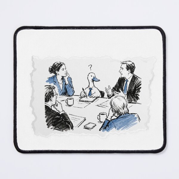 Item preview, Clueless Duck Taking Notes in a Business Meeting Funny Corporate Humor Ink Illustration designed and sold by OnPointOutfits.
