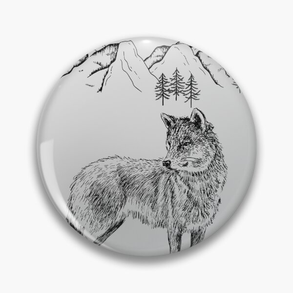 Item preview, Lone Wolf in the Mountain Forest Sketch designed and sold by LabPixelPulse.