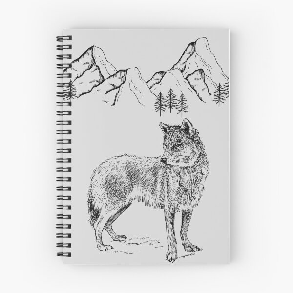 Item preview, Lone Wolf in the Mountain Forest Sketch designed and sold by LabPixelPulse.