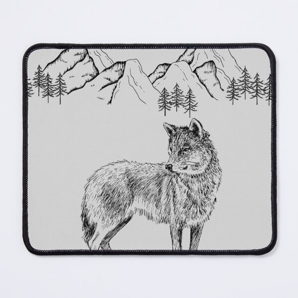 Item preview, Lone Wolf in the Mountain Forest Sketch designed and sold by LabPixelPulse.