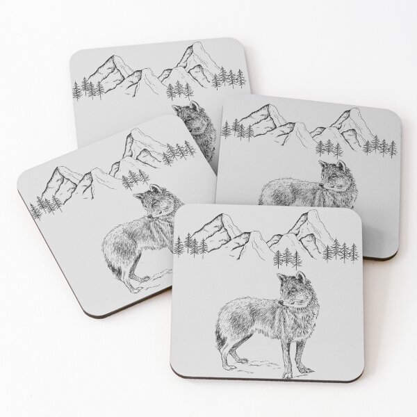 Item preview, Lone Wolf in the Mountain Forest Sketch designed and sold by LabPixelPulse.