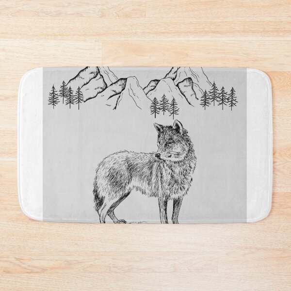Item preview, Lone Wolf in the Mountain Forest Sketch designed and sold by LabPixelPulse.