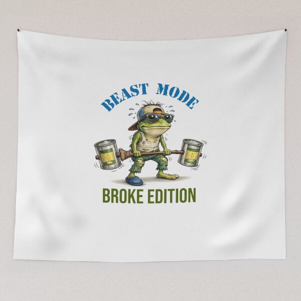Item preview, Beast Mode Broke Edition Funny Gym Frog T-Shirt | Budget Workout Cartoon designed and sold by Dinaelsherkawy.