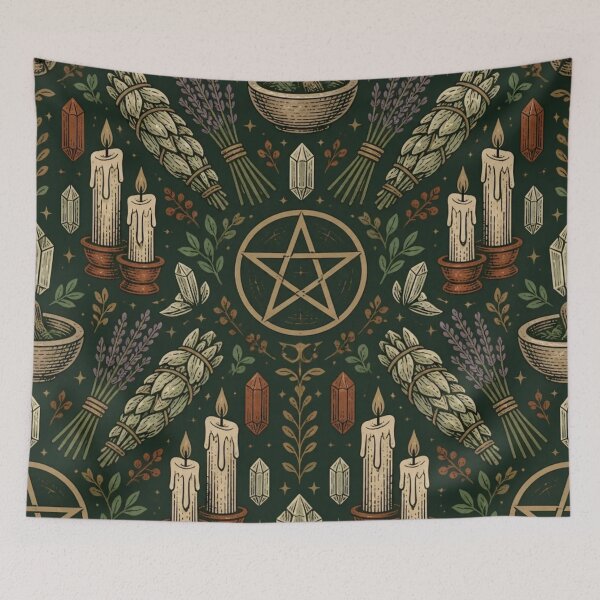 Item preview, Pentagram Herbs Witchcraft Altar Vintage Pattern designed and sold by StickyGuys.