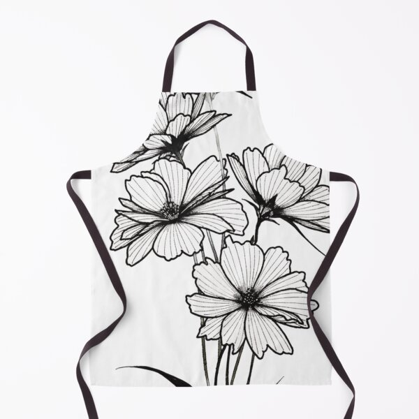 Item preview, Cosmos flowers in black tattoo-style lines designed and sold by norachiang.
