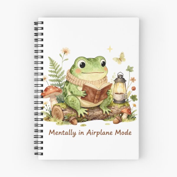 Item preview, Mentally in Airplane Mode | Cozy Watercolor Frog Sticker | Cottagecore Introvert Art designed and sold by Cozy Chaos Studio Co.