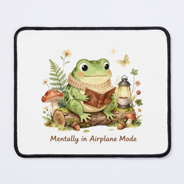 Item preview, Mentally in Airplane Mode | Cozy Watercolor Frog Sticker | Cottagecore Introvert Art designed and sold by Cozy Chaos Studio Co.