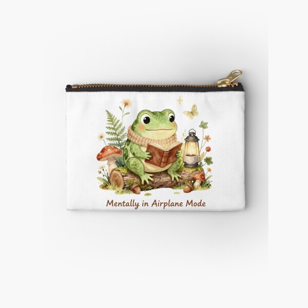 Item preview, Mentally in Airplane Mode | Cozy Watercolor Frog Sticker | Cottagecore Introvert Art designed and sold by Cozy Chaos Studio Co.