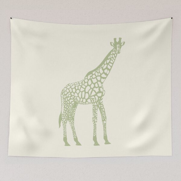 Item preview, Minimal Monochrome Giraffe Line Art Scandinavian Style Animal Illustration Sage Green designed and sold by Nasdigitalart.