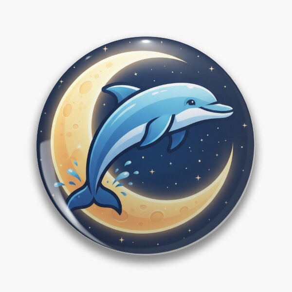 Item preview, Dolphin jumping through moon designed and sold by kidoramagic.