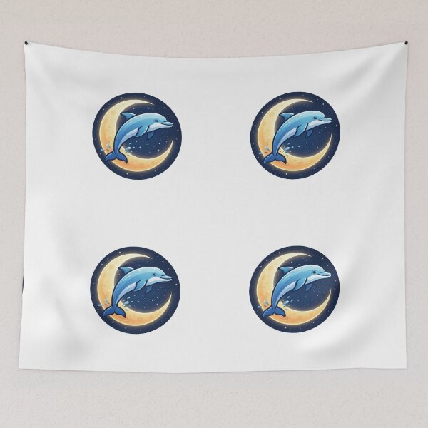 Item preview, Dolphin jumping through moon designed and sold by kidoramagic.