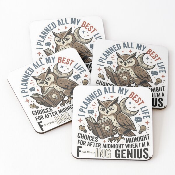 Item preview, Midnight Genius - Funny Tired Owl Retro Typography designed and sold by 0Zetgest.