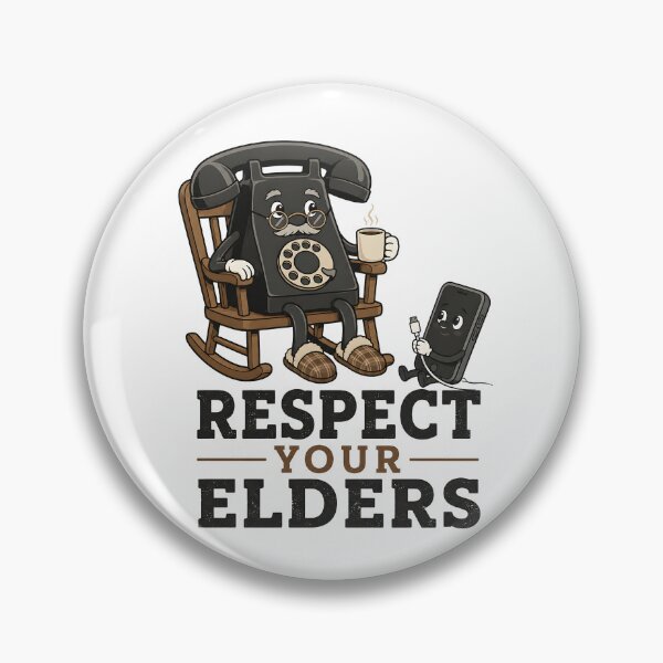 Item preview, Respect Your Elders Phone Shirt | Funny Grandpa Rotary Phone & Smartphone Cartoon Retro Tech Design designed and sold by Lina Caro.