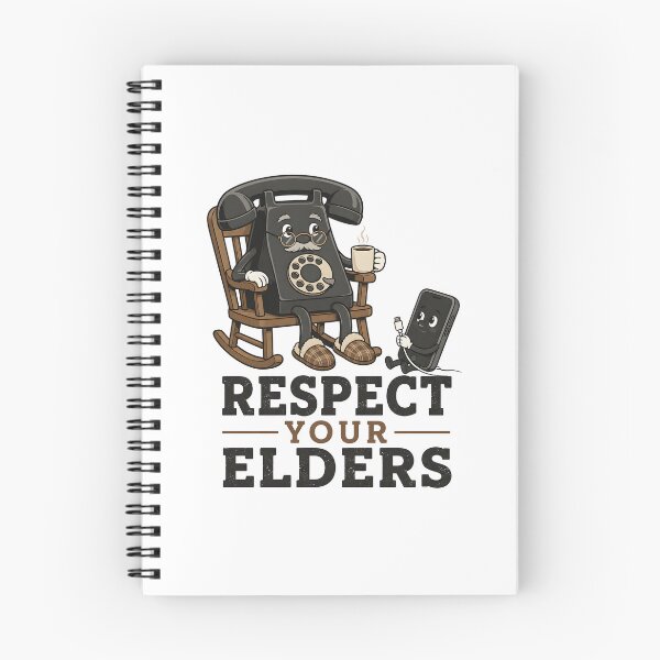 Item preview, Respect Your Elders Phone Shirt | Funny Grandpa Rotary Phone & Smartphone Cartoon Retro Tech Design designed and sold by Lina Caro.