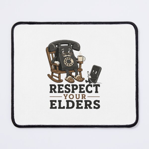 Item preview, Respect Your Elders Phone Shirt | Funny Grandpa Rotary Phone & Smartphone Cartoon Retro Tech Design designed and sold by Lina Caro.