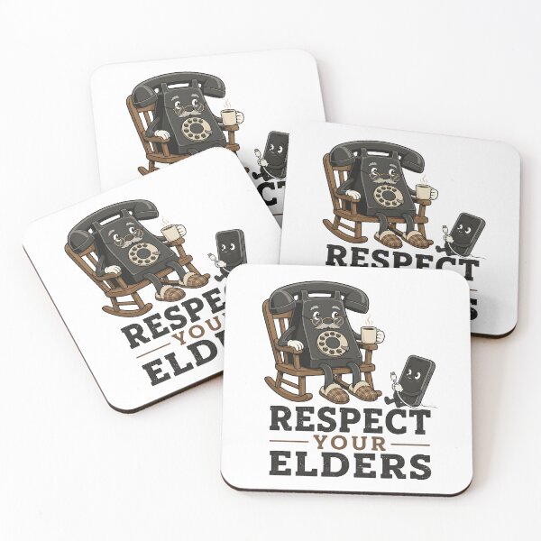 Item preview, Respect Your Elders Phone Shirt | Funny Grandpa Rotary Phone & Smartphone Cartoon Retro Tech Design designed and sold by Lina Caro.