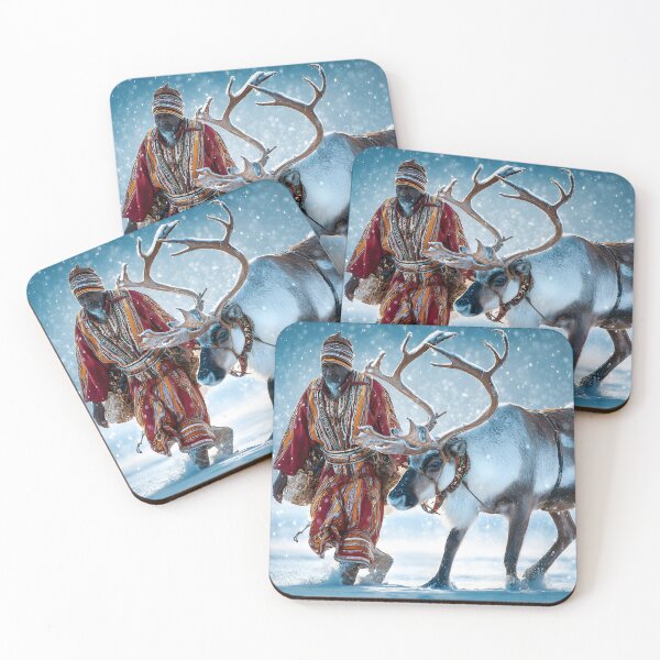 Item preview, Reindeer Herder Walking in Winter Wonderland designed and sold by Artessie.