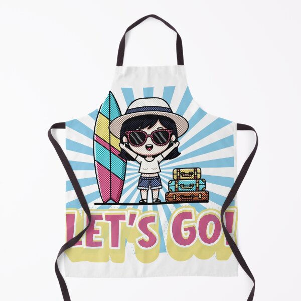 Item preview, Let's Go Cute Surfer Girl Travel Vacation Pop Art Design designed and sold by DonnaRaine.