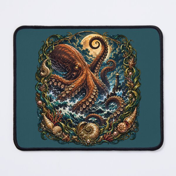 Item preview, Ornate Kraken Framed Nautical Fantasy Ocean Art designed and sold by BorgSpareParts.