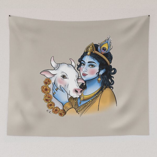 Item preview, Lord Krishna with cow designed and sold by Cale Lobba.