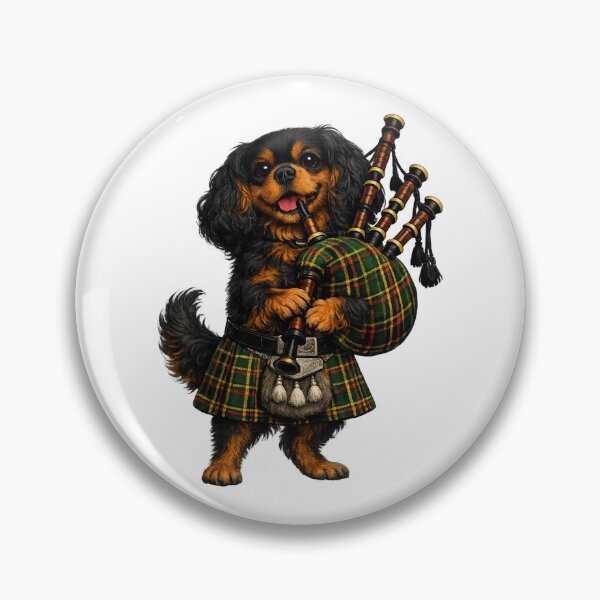 Item preview, Bagpipes playing Black and Tan Cavalier designed and sold by SpottyRainbow.