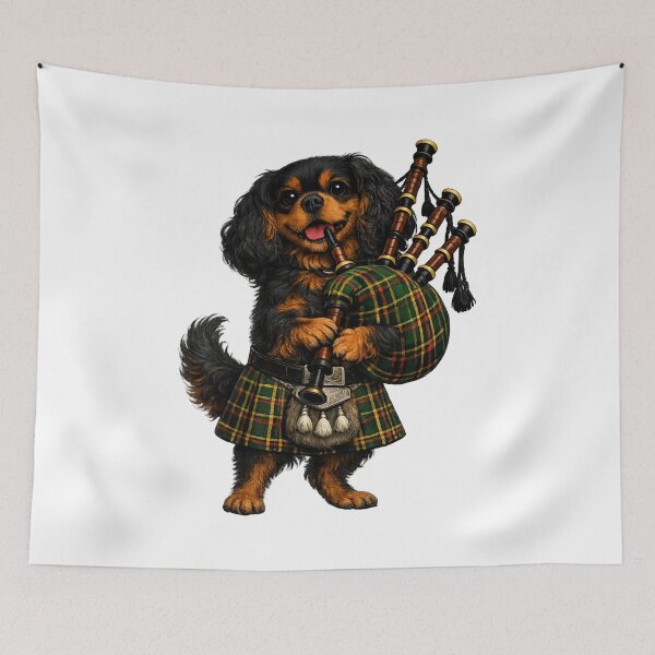 Item preview, Bagpipes playing Black and Tan Cavalier designed and sold by SpottyRainbow.