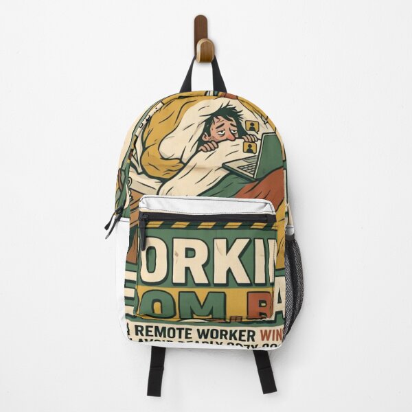 Item preview, Working From Bed Again Funny Vintage Remote Worker Safety Poste designed and sold by urbinet.