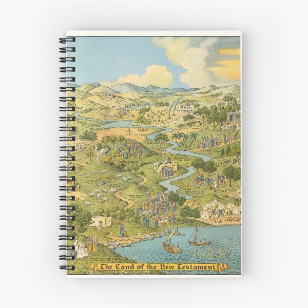 Item preview, The Land of the New Testament | Vintage Art Print Poster | Religious Child Wall Decor | Life of Jesus Pictorial Map designed and sold by codeslinger.